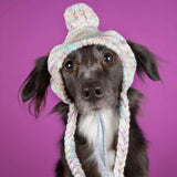 Gebreide Pom Pom hond muts - Pastelkleurig glazuur