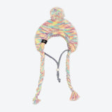 Gebreide Pom Pom hond muts - Pastelkleurig glazuur