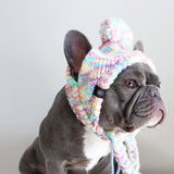 Gebreide Pom Pom hond muts - Pastelkleurig glazuur
