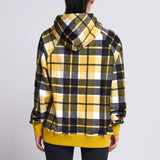 Gele geruite menselijke hoodie