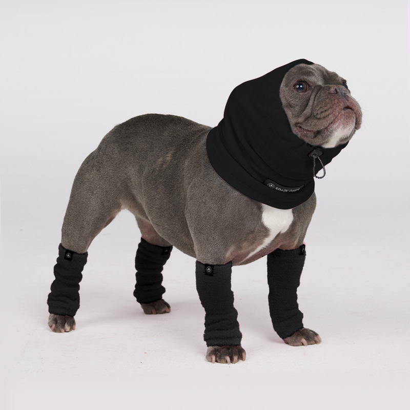 Rekbare fleece hondenbeenwarmers - Zwart