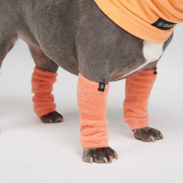 Rekbare fleece hondenbeenwarmers - Oranje