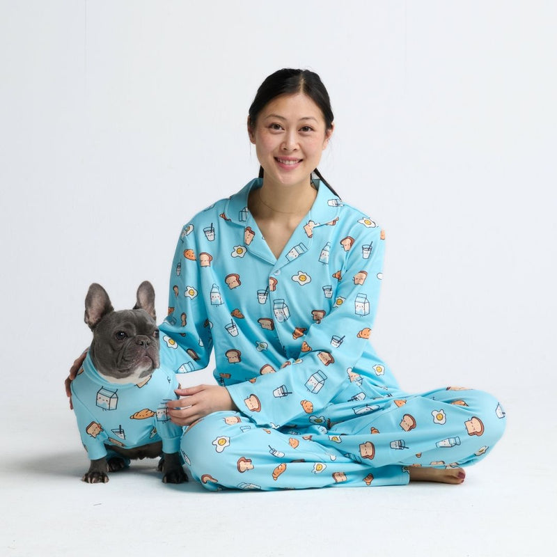Human Pyjama Top - Breakfast - Blauw