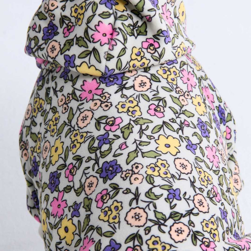 Vintage Bloemen Honden-Hoodie - Lichtgrijs