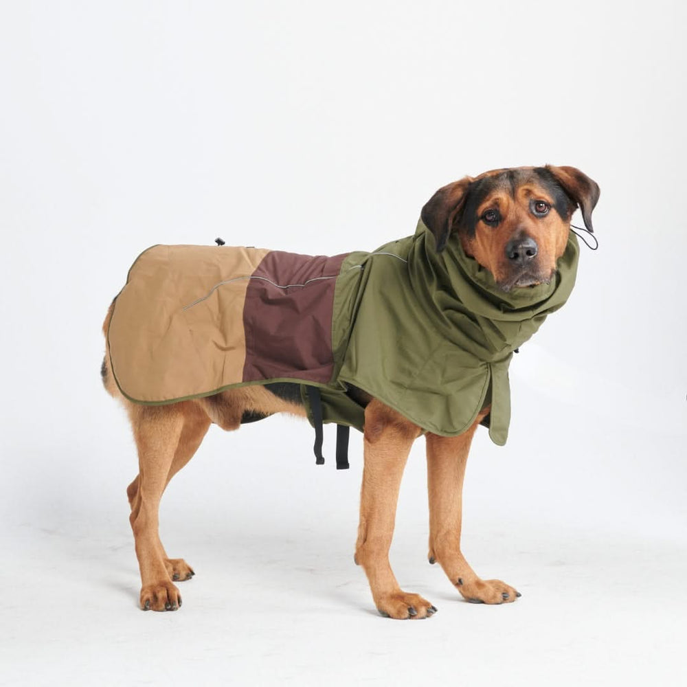Breatheshield Dog Raincoat Green Brown Tan SPARK PAWS