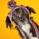 Gebreide Pom Pom hond muts - Caleidoscoop