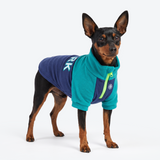 Teal Navy Plush Fleece Dog Sweater||size:S