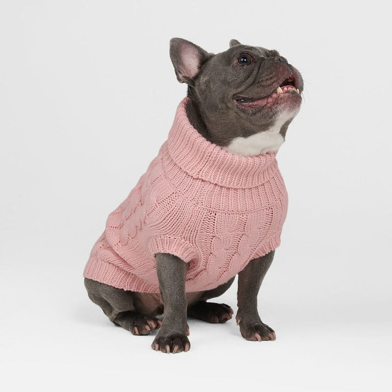 Cable Knit Dog Sweater - Pink