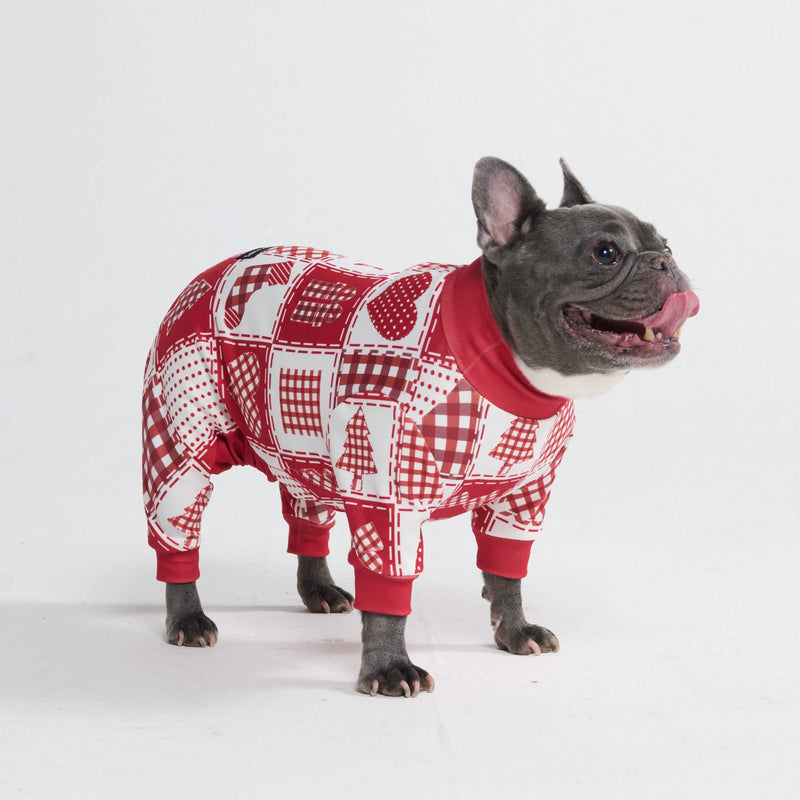 Kerst hondenpyjama - Feestelijk Patchwork