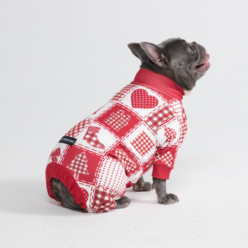 Kerst hondenpyjama - Feestelijk Patchwork