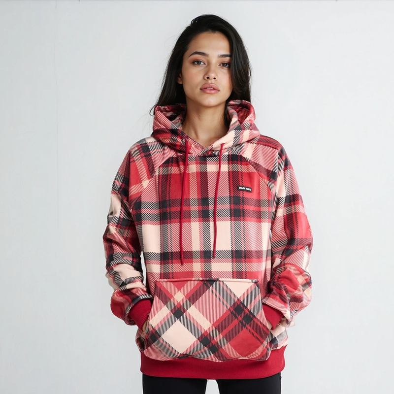 Rode geruite menselijke hoodie