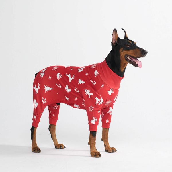 Kerst hondenpyjama - Rode Vreugde