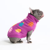 Gebreide kersttrui voor honden – Magenta snoepbomen