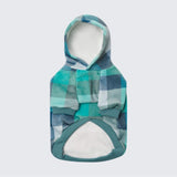 Fluwelen hondenhoodie - Turkoois geruit