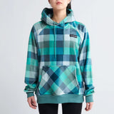 Fluwelen menselijke hoodie - Turkoois geruit