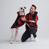 Fluwelen menselijke hoodie - Rood Zwart