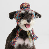Gebreide Pom Pom hond muts - Caleidoscoop