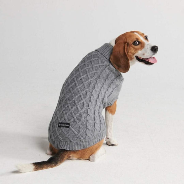 Cable Knit Dog Sweater Grey – SPARK PAWS - Main Image