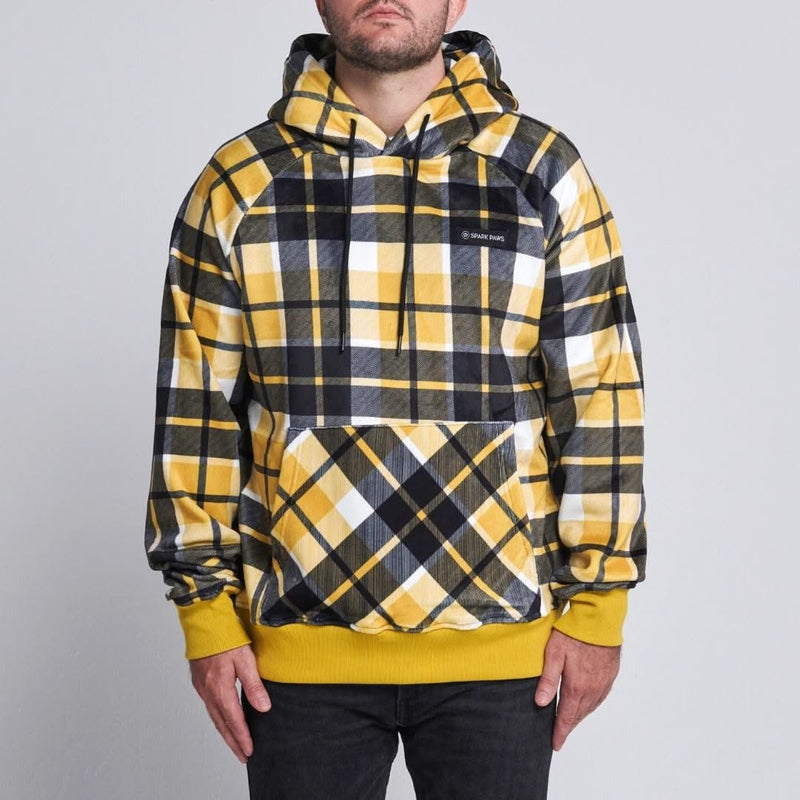 Gele geruite menselijke hoodie