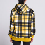 Gele geruite menselijke hoodie