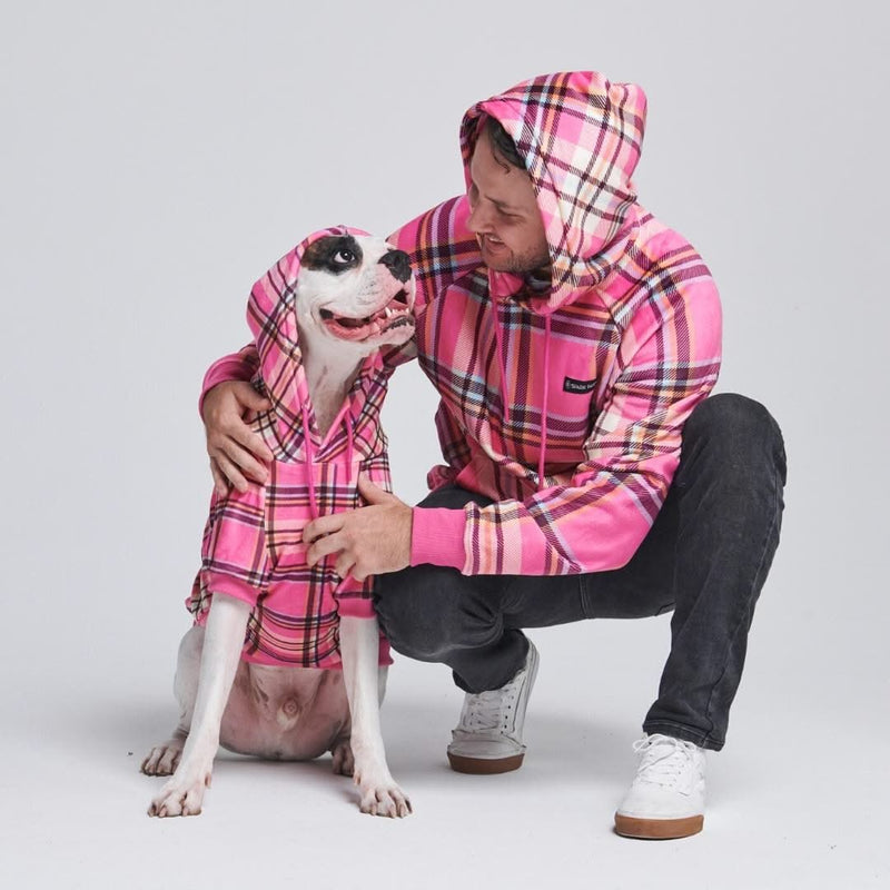 Roze geruite menselijke hoodie