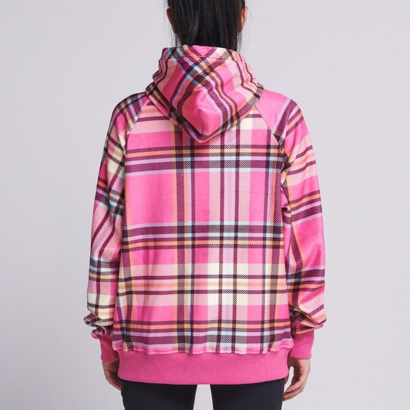Roze geruite menselijke hoodie