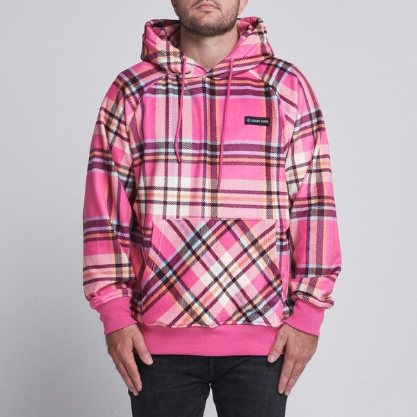 Roze geruite menselijke hoodie