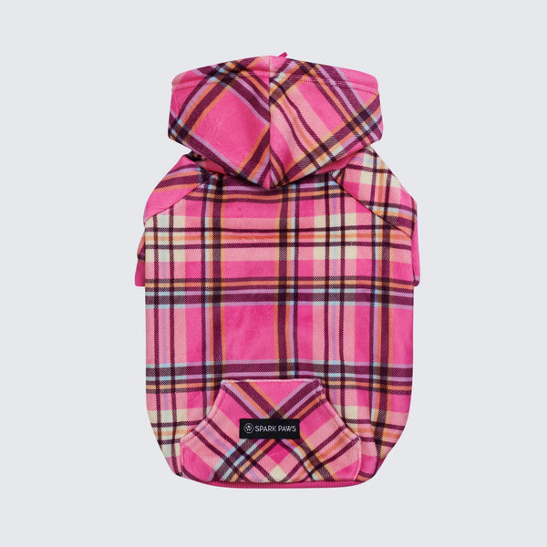 Pink Plaid Dog Hoodie