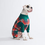 Hondenpyjama - Groen en rood geruit
