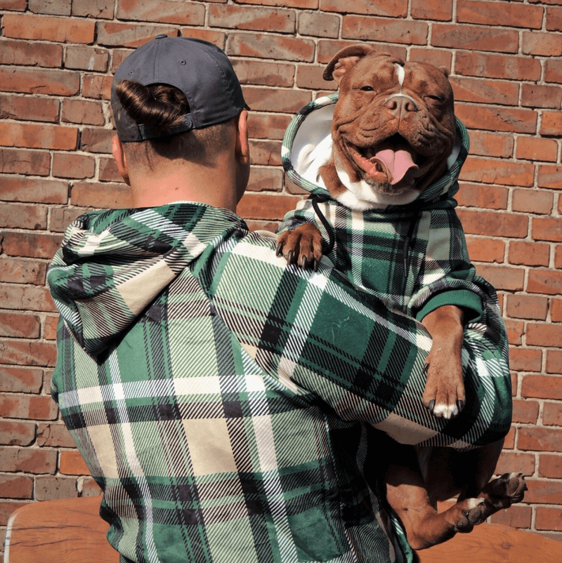 Groene geruite menselijke hoodie