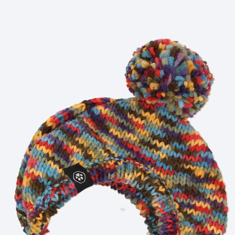 Gebreide Pom Pom hond muts - Caleidoscoop