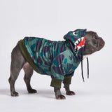 Haai Monster Hond Hoodie - Groene camouflage